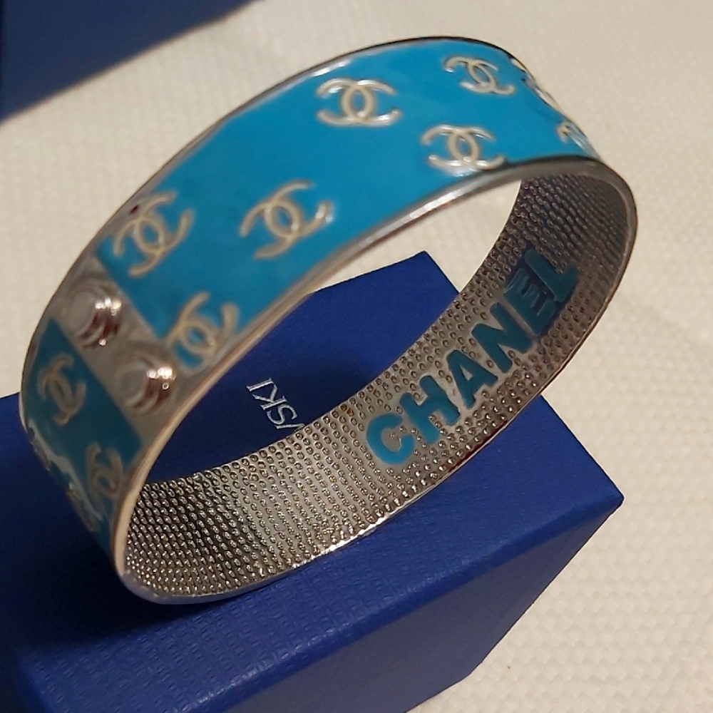 Chanel Blue and Silver Bangle